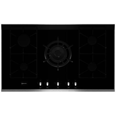 Neff T69S76N0 Series 4 Extra Wide Gas Hob on Black Glass with Stainless Steel Trim